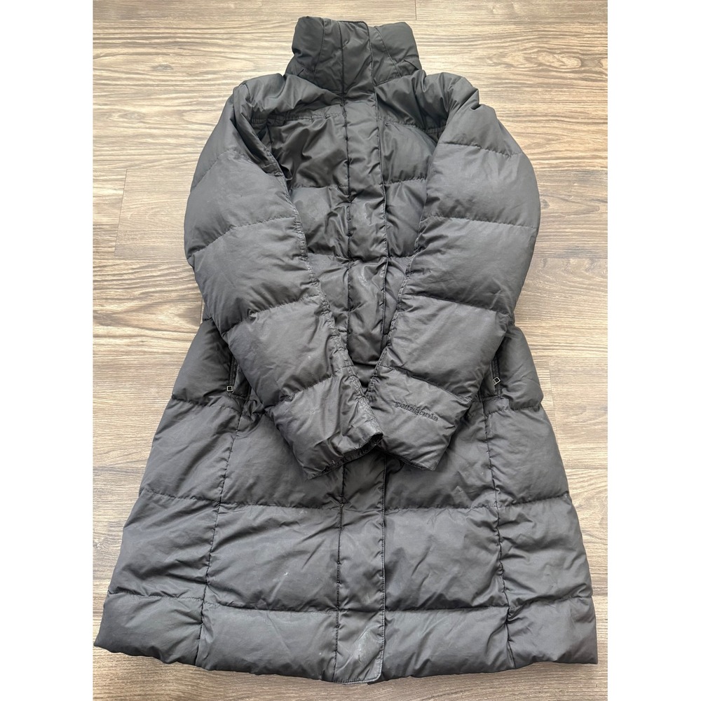 Patagonia Womens Down With It Parka Black Puffer Coat Jacket size Small
